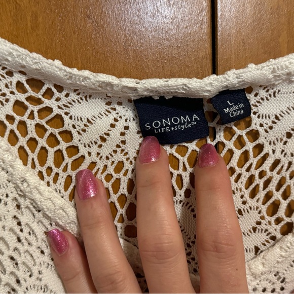 Sonoma Womens White Knit Swimsuit Coverup - Picture 3 of 4